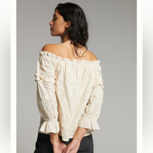 ANTHROPOLOGIE | JANE EYELET LACE OFF THE SHOULDER BLOUSE | 14 - Picture 5 of 12